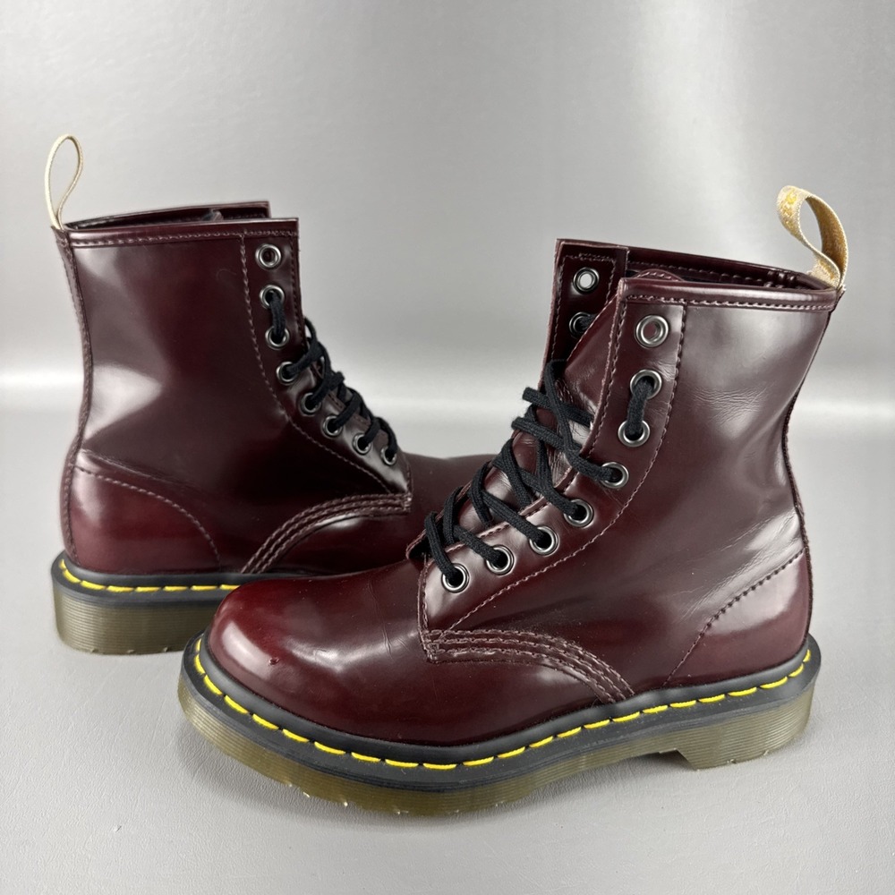 Dr. Martens 24226 Cherry Red Vegan 8 Eye Combat Boots Womens Sz US 5 Punk Grunge